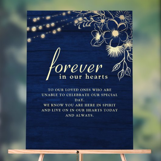 Trouwacryl bord 'Navy Blue Memorial' (Neutraal)