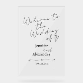 Trouwacryl teken welkom minimalistisch. acryl bord