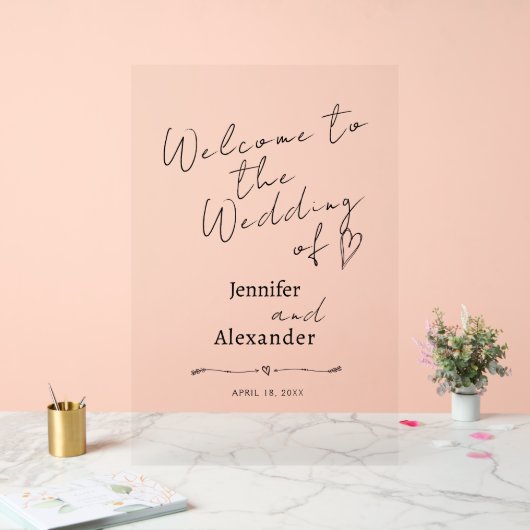 Trouwacryl teken welkom minimalistisch. acryl bord (Huwelijk)