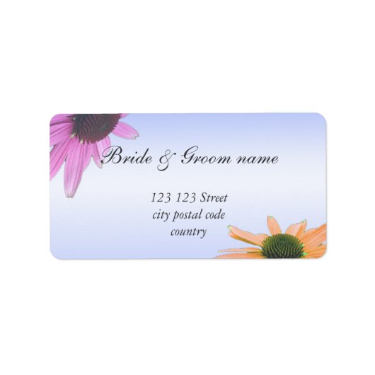 trouwadres, dagbloemen etiket (Voorkant)