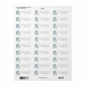 Trouwadres Dusty Blue Grey Waterverf Floral Etiket (Full Sheet)