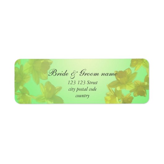 trouwadres, gele tulpbloemen etiket (Voorkant)