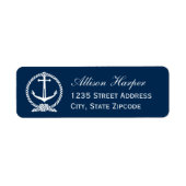 Trouwadres met maritiem anker-monogram etiket (Voorkant)