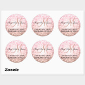 Trouwadres Roos Blush Pink Glitter Lights Ronde Sticker (Vel)