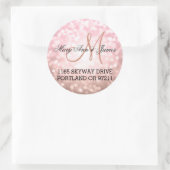 Trouwadres Roos Blush Pink Glitter Lights Ronde Sticker (Tas)