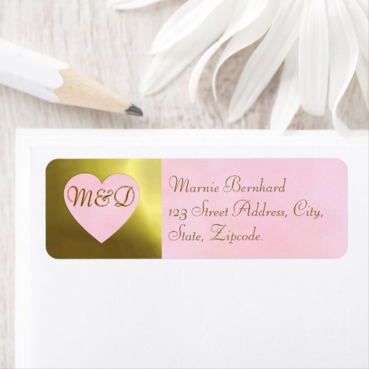 Trouwadreslabel |  Roos roze set Etiket (Insitu)