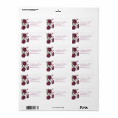 Trouwadreslabels met kastanjebruine roos etiket (Full Sheet)