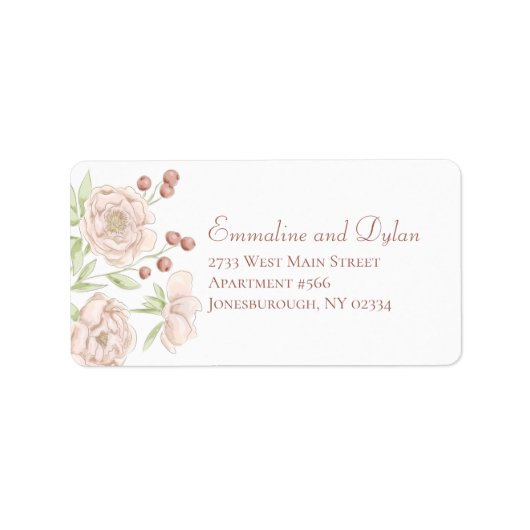 Trouwadreslabels Roze Bruidsroos Etiket (Voorkant)