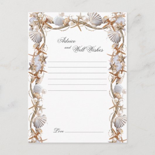 Trouwadvies Goede Wensen Schelpen Parels Advieskaart (Achterkant)