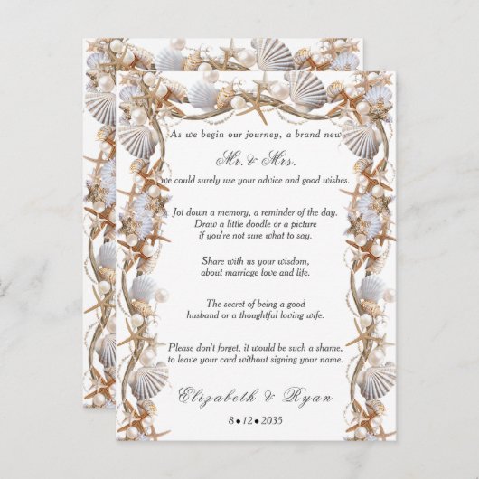 Trouwadvies Goede Wensen Schelpen Parels   Advieskaart (Voorkant / Achterkant)