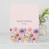 Trouwadvies Lente Bloemen Roze Paars Geel Advieskaart (Staand voorkant)