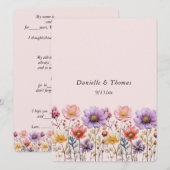 Trouwadvies Lente Bloemen Roze Paars Geel Advieskaart (Voorkant / Achterkant)