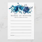 Trouwadvies met waterverf bloemen in navy en wit advieskaart (Voorkant)