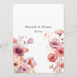 Trouwadvies Perzik Fuzz Watercolor Bloemen Advieskaart