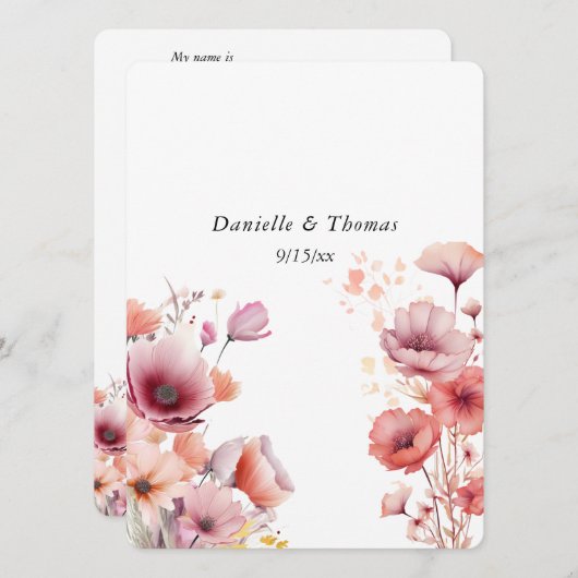 Trouwadvies Perzik Zachte Waterverf Bloemen Advieskaart (Voorkant / Achterkant)