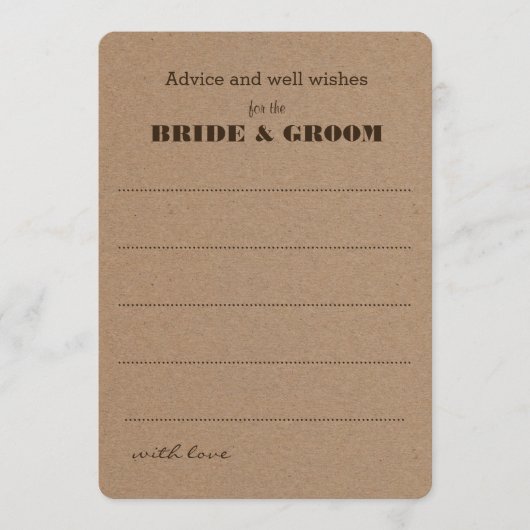 Trouwadvies  | Rustiek Kraftpapier Advieskaart (Voorkant)