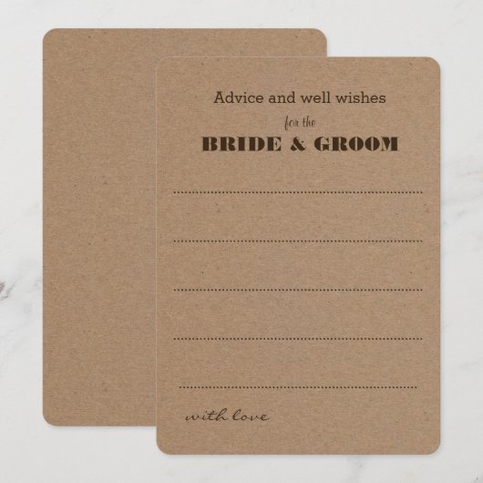 Trouwadvies  | Rustiek Kraftpapier Advieskaart (Voorkant / Achterkant)
