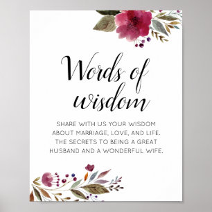 Trouwadvies Woorden van Wijsheid Bourgondië Bloem Poster