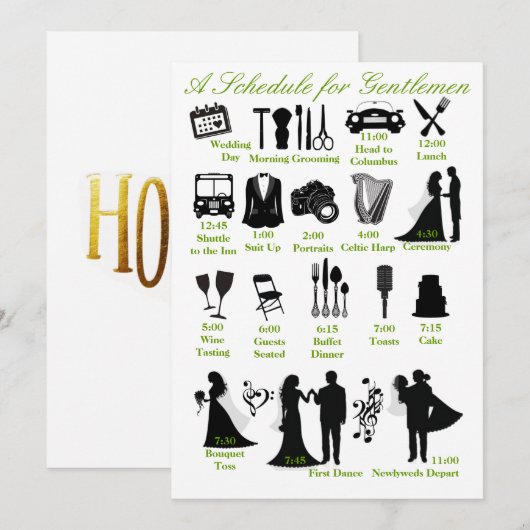 Trouwagenda voor bruidsjonkers programmakaart (Voorkant / Achterkant)