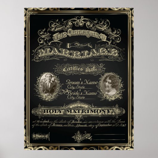 Trouwakte in stijl van Gatsby Poster (Voorkant)