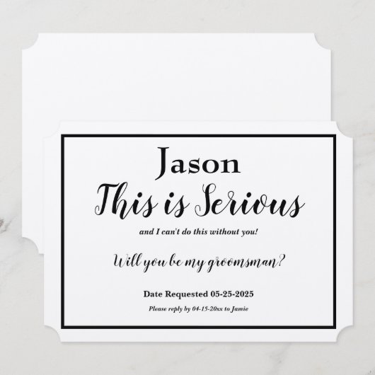 Trouwambassadeur Verzoek Dit is Serieus Naam Optie Kaart (Voorkant / Achterkant)