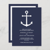 Trouwankers in marineblauw Save the Date Aankondigingskaart (Voorkant / Achterkant)