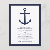 Trouwankers in marineblauw 'Save the Date' Aankondigingskaart (Voorkant)