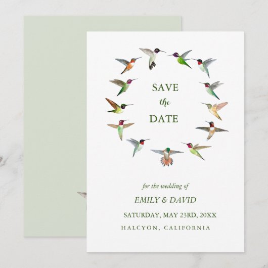 Trouwankondiging Kolibrie Save the Date Kaart (Voorkant / Achterkant)