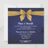 Trouwannonce in donkerblauw met goud feestdagenkaart (Achterkant)