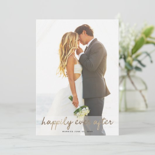 Trouwannouncement en uitnodiging voor een gelukkig (Staand voorkant)