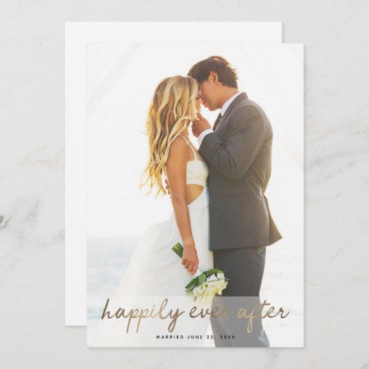 Trouwannouncement en uitnodiging voor een gelukkig (Voorkant / Achterkant)