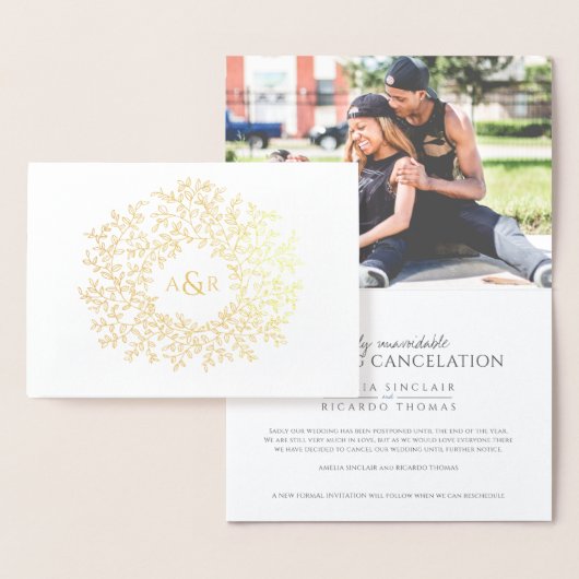Trouwannulering aankondiging met bladmonogram (Display)