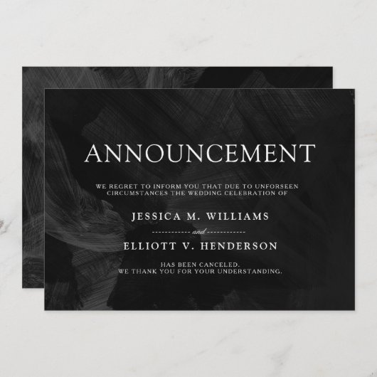 Trouwannuleringsbericht formeel zwart kaart (Voorkant / Achterkant)