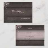 Trouwantwoordkaart roze bruin informatiekaartje (Voorkant / Achterkant)