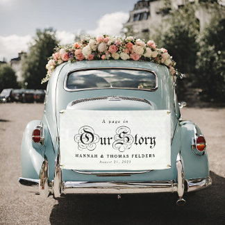 Trouwauto Banner met Sprookjesverhaal