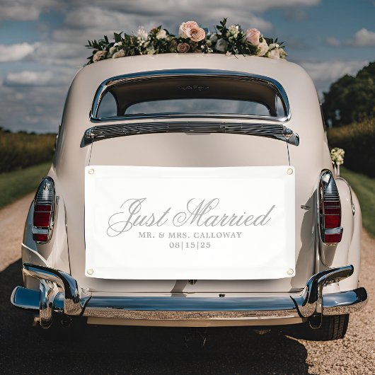 Trouwauto banner 'Net getrouwd'