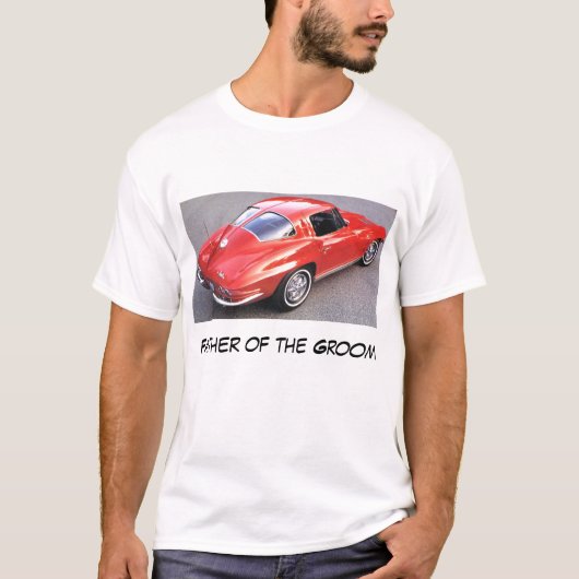 Trouwauto Corvette van de Vader van de Bruidegom T-shirt (Voorkant)