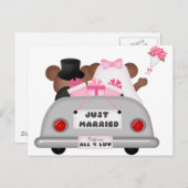 Trouwauto - net getrouwd aankondigingskaart (Voorkant / Achterkant)