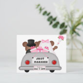 Trouwauto - net getrouwd aankondigingskaart (Staand voorkant)