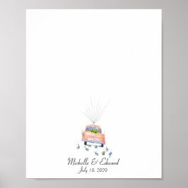 Trouwauto Vingerafdruk Gastboek - Net Getrouwd Poster