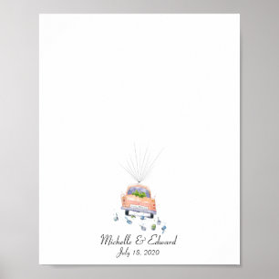 Trouwauto Vingerafdruk Gastboek - Net Getrouwd Poster