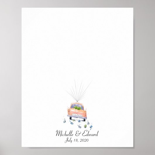 Trouwauto Vingerafdruk Guestbook - Net Getrouwd Poster (Voorkant)
