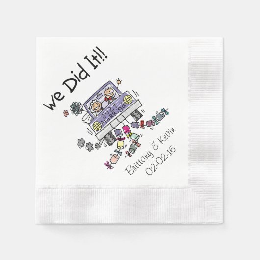 Trouwauto We deden het gepersonaliseerde papieren Servetten (Voorkant)
