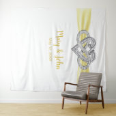 Trouwbackdrop met oneindig hart van gele linten wandkleed (In Situ (horizontaal))