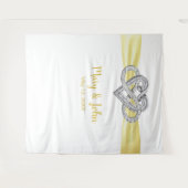 Trouwbackdrop met oneindigheids hart van gele lint wandkleed (Voorkant (horizontaal))