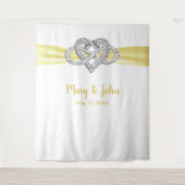 Trouwbackdrop met oneindigheids hart van gele lint wandkleed (Voorkant)