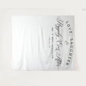 Trouwbackdropbanner met Liefde en Lach Wandkleed (Voorkant (horizontaal))