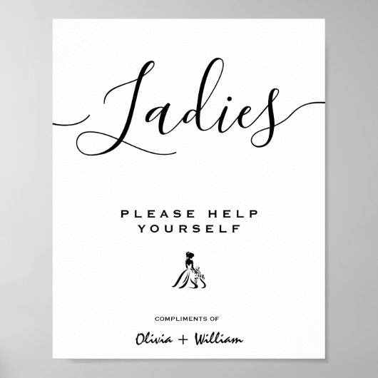 Trouwbadkamerbord Modern Eenvoudig Elegant Poster (Voorkant)