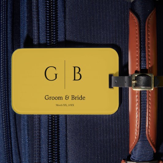 Trouwbagage-label op maat metaalgoud Elegant Bagagelabel (Voorkant Insitu 4)