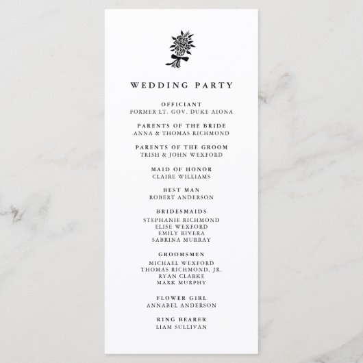 Trouwbanden | Huwelijksceremonie programma Programmakaart (Achterkant)